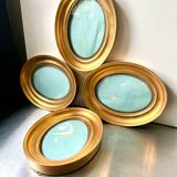 Lot of 4 Antique Oval Gilded Frames  CONVEX glass , each frame 19.5 cm x 15.5 cm