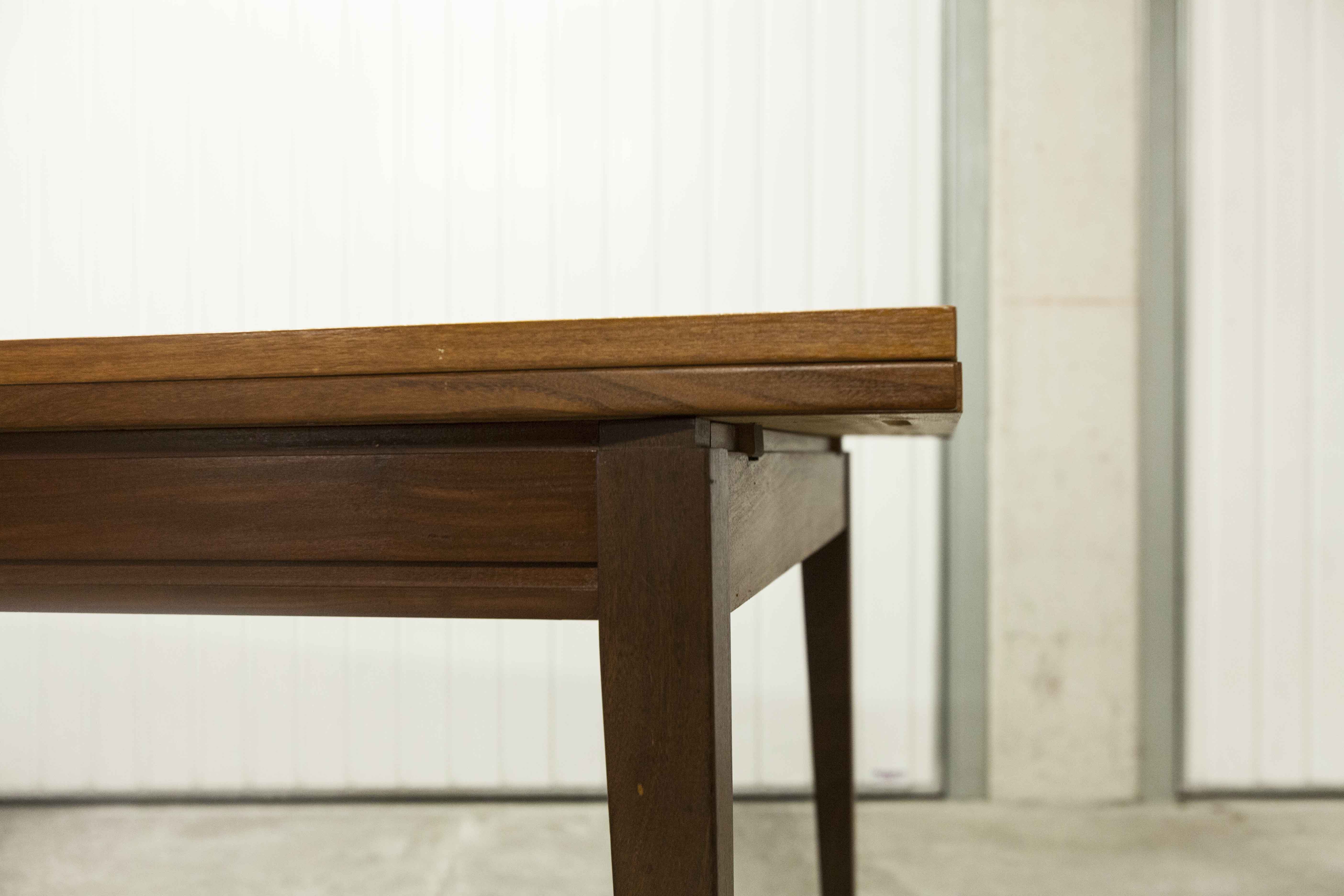 60's rectangular Scandinavian table with extension cords