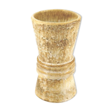 Beige coarse earthenware vase in the shape of an hourglass