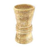 Beige coarse earthenware vase in the shape of an hourglass