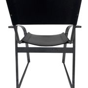 Chaise vintage en cuir et acier noir des années 1970