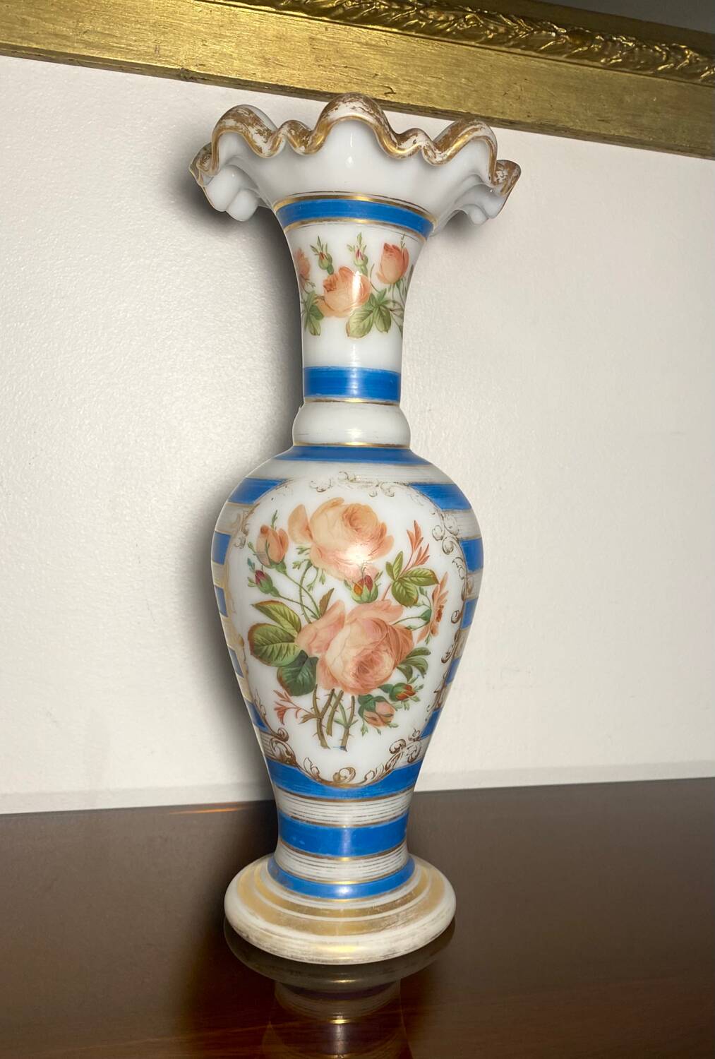 Jean-françois robert baccarat vase opaline peint main