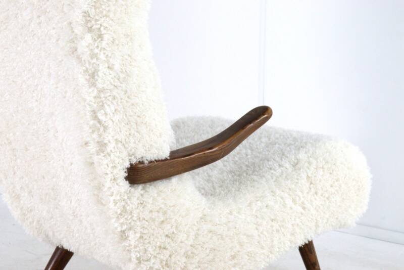 Fauteuil Cuddle designer mid-century moderne - pièce unique - tissu doodle