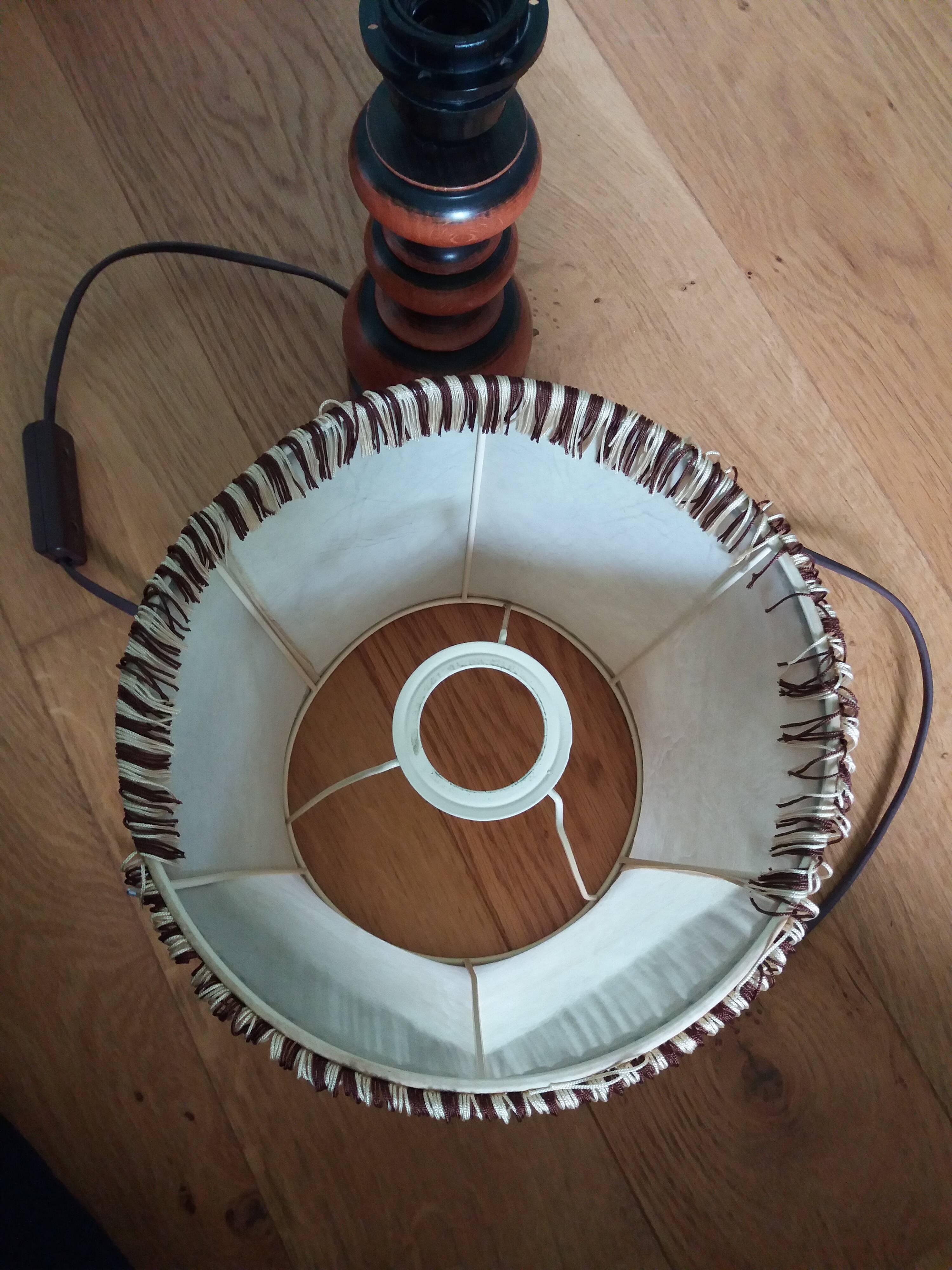 Turned wood lamp
