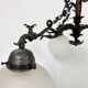 Vintage gothic brass and glass chandelier, 1970s