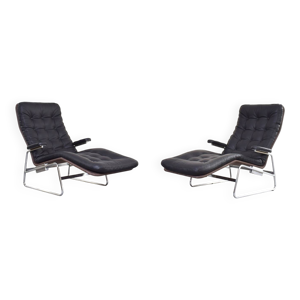 Chaises longues en cuir