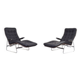 Chaises longues en cuir et chrome Fenix par Sam Larsson pour Dux, ensemble de 2