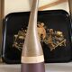 Soliflore Long Neck Vase in striped ceramic in the style of Bruno Gambone c1970