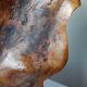 Large monoxyl bowl in dark raw olive wood from the 50s