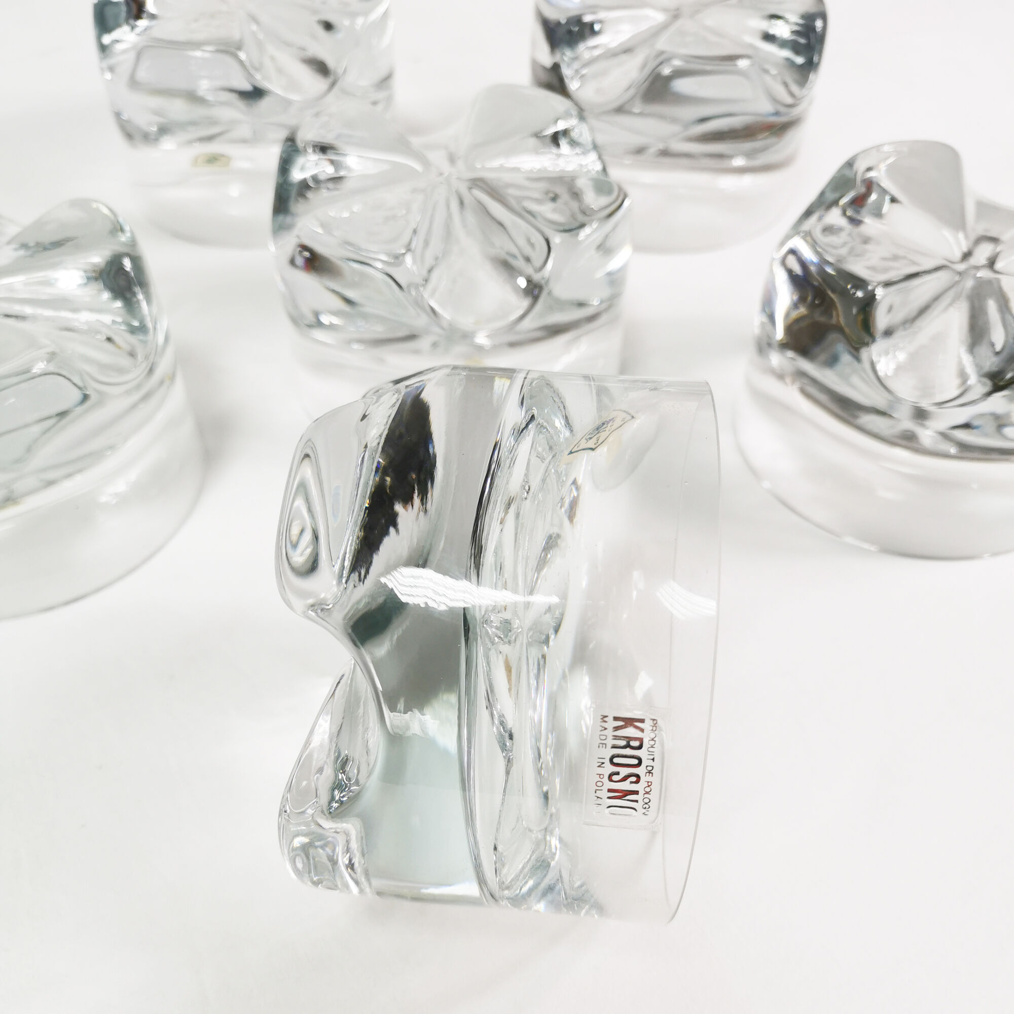 Crystal dessert salad bowls, Krosno, 1970s