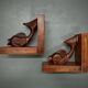Pair of hand-carved art-deco fish bookends - 30s