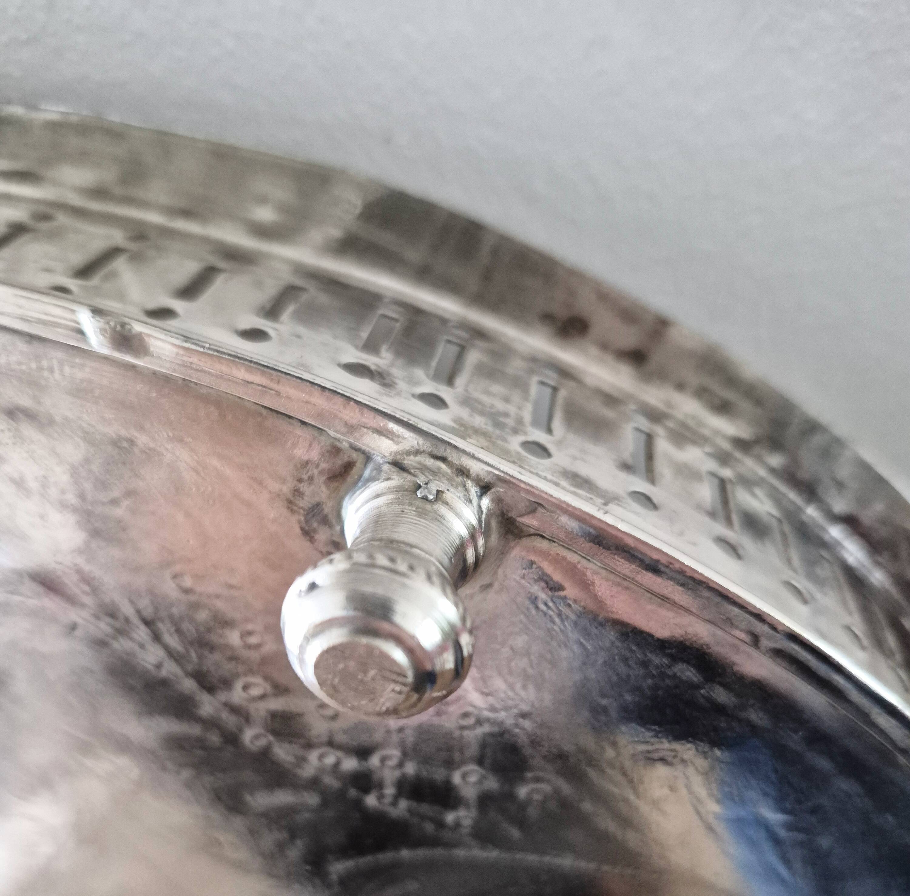 Oval silver-plated metal serving dish