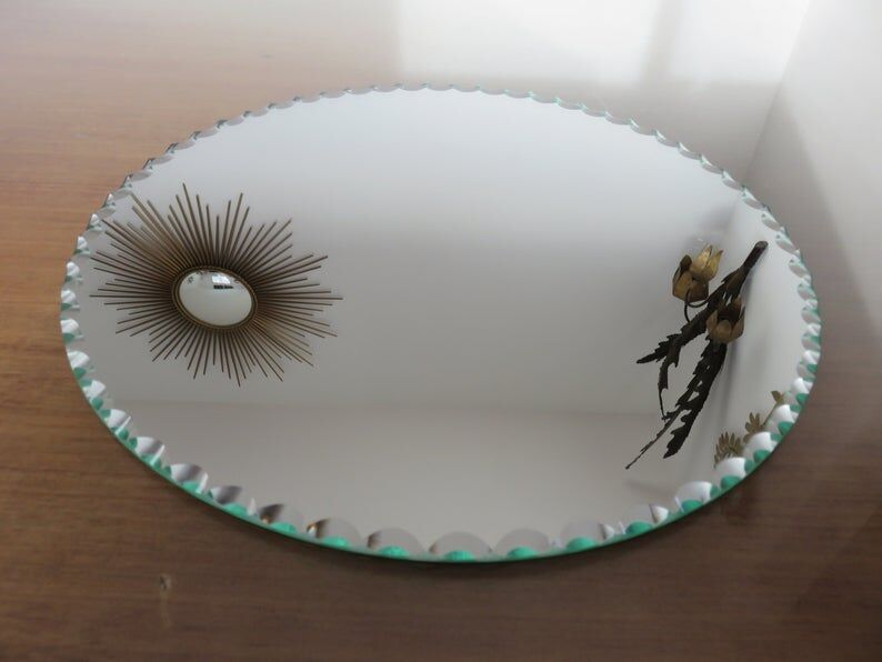 Mirror round bevelled art deco 4050s 30cm