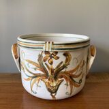 Cache-pot ou pot à fleurs vintage en grès émaillé de Quimper par Keraluc