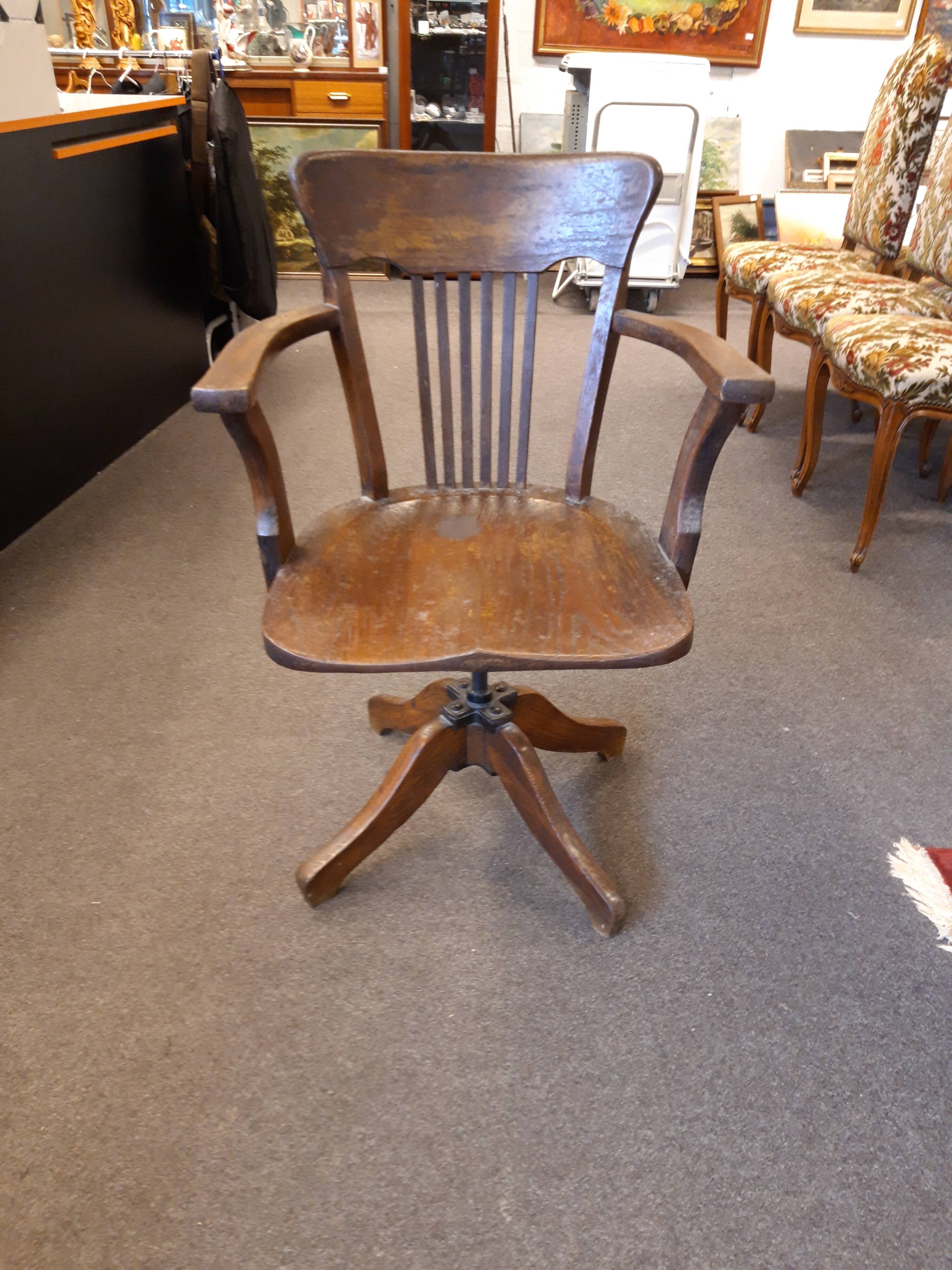 American oak office armchair