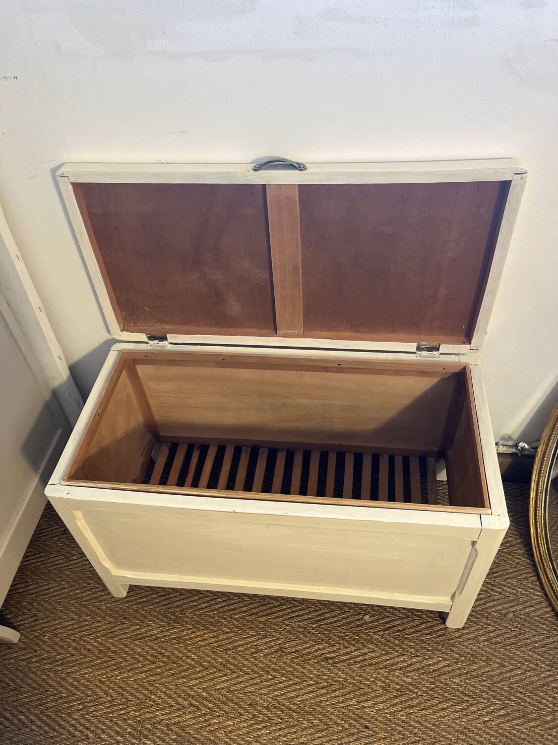 Vintage white patinated wooden chest