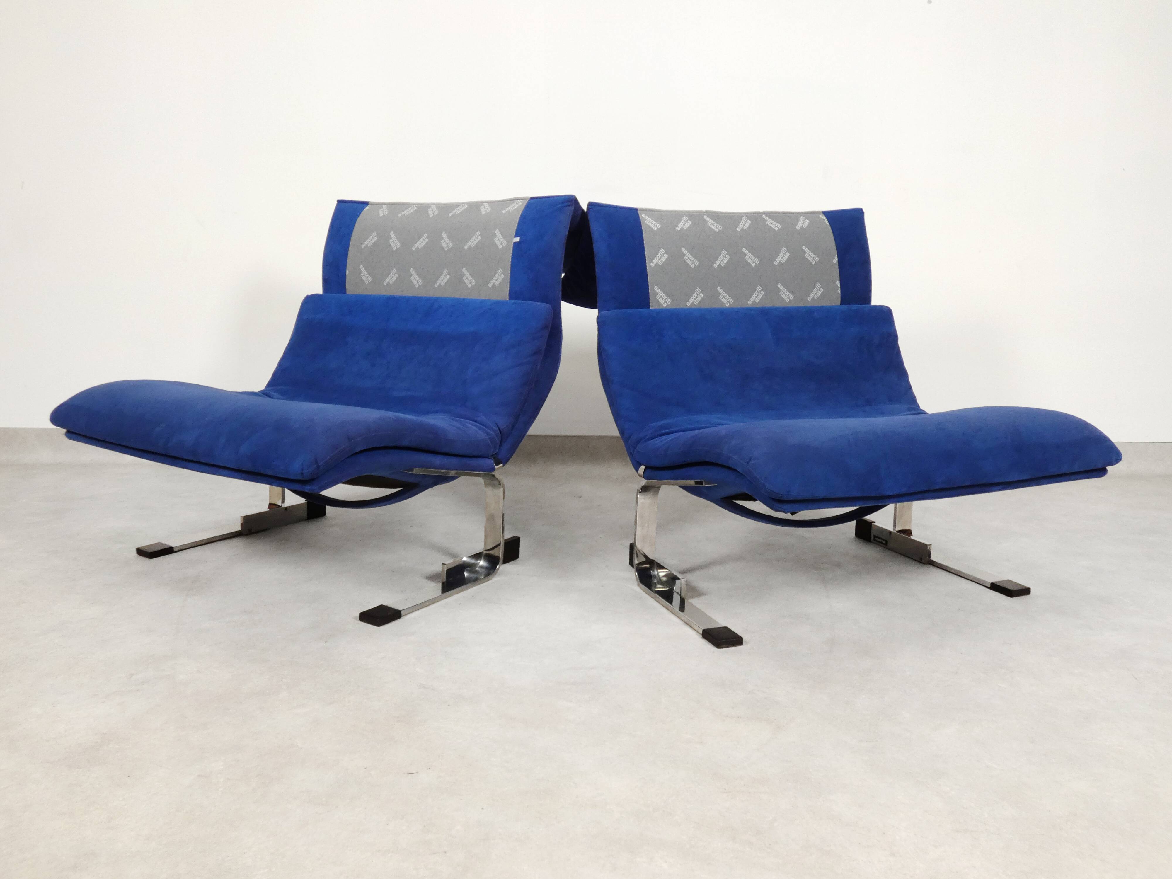 Chaises Saporiti Onda - daim bleu