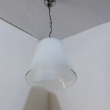 1970s Murano glass "Giglio" double dome pendant lamp by LAMPERTI