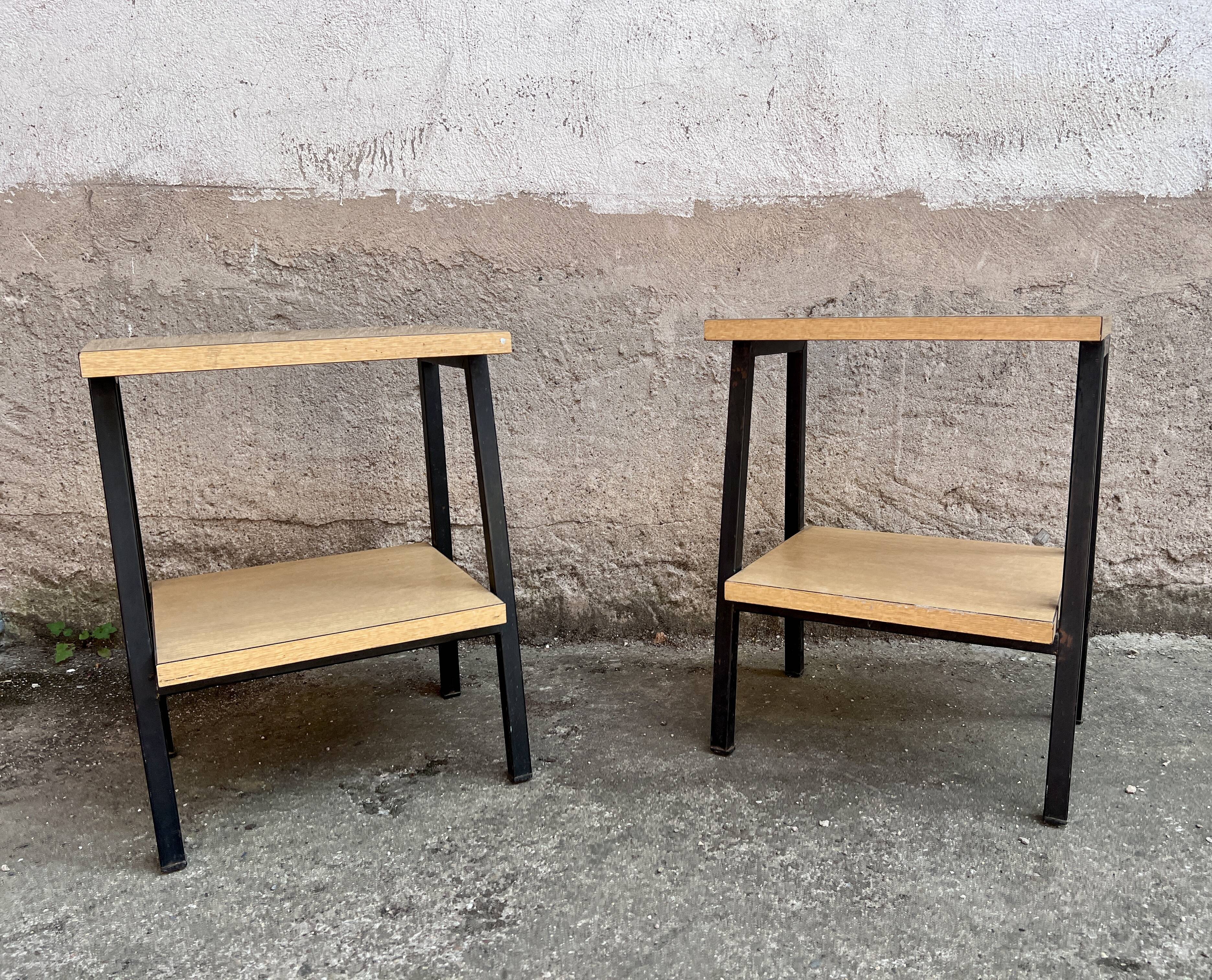 Pair bedside table bedside end of old vintage sofa 1950 legrand design