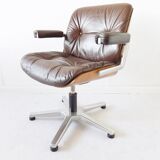 Chaise de bureau en cuir Stoll Giroflex par Karl Dittert moderne du milieu du siècle