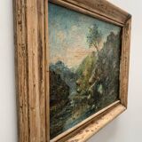 Oil on canvas, bucolic landscape, early 20th century