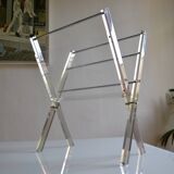 Modernist magazine holder Pop Space age smoked plexiglass vintage 70s