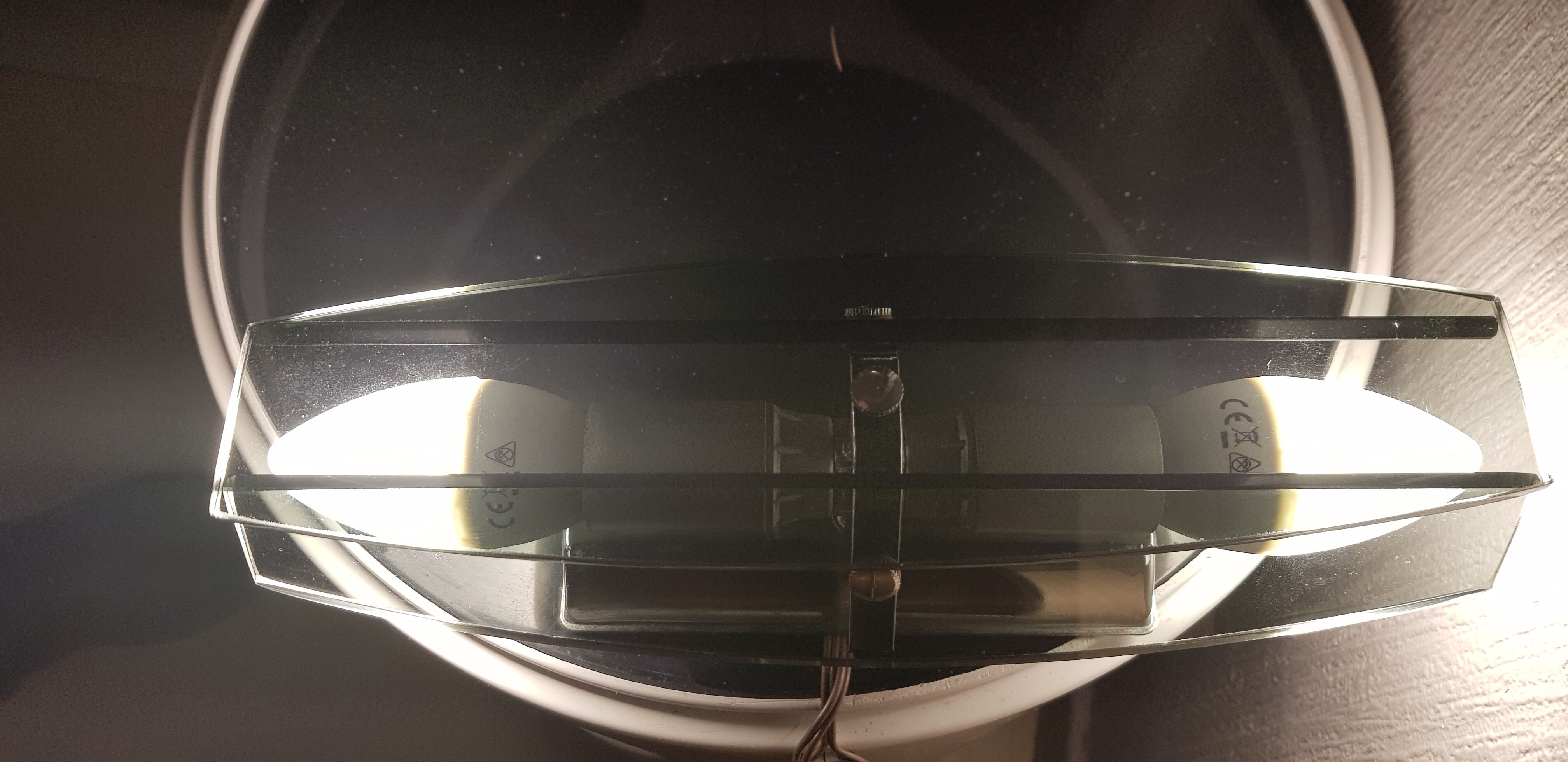 Wall light vintage UFO space age smoked glass and chrome pair