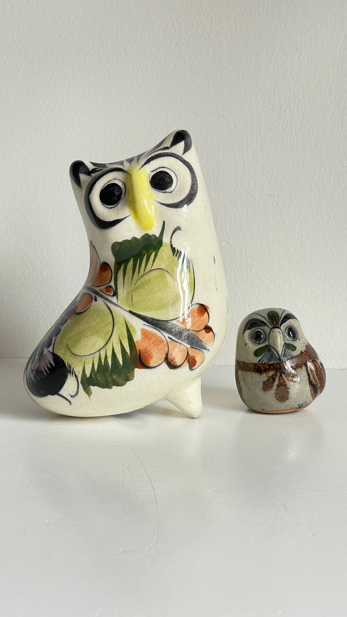 Duo HIBOUX Vintage ARTISANAL Ceramics