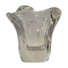 Vase en cristal blanc transparent signé Daum France