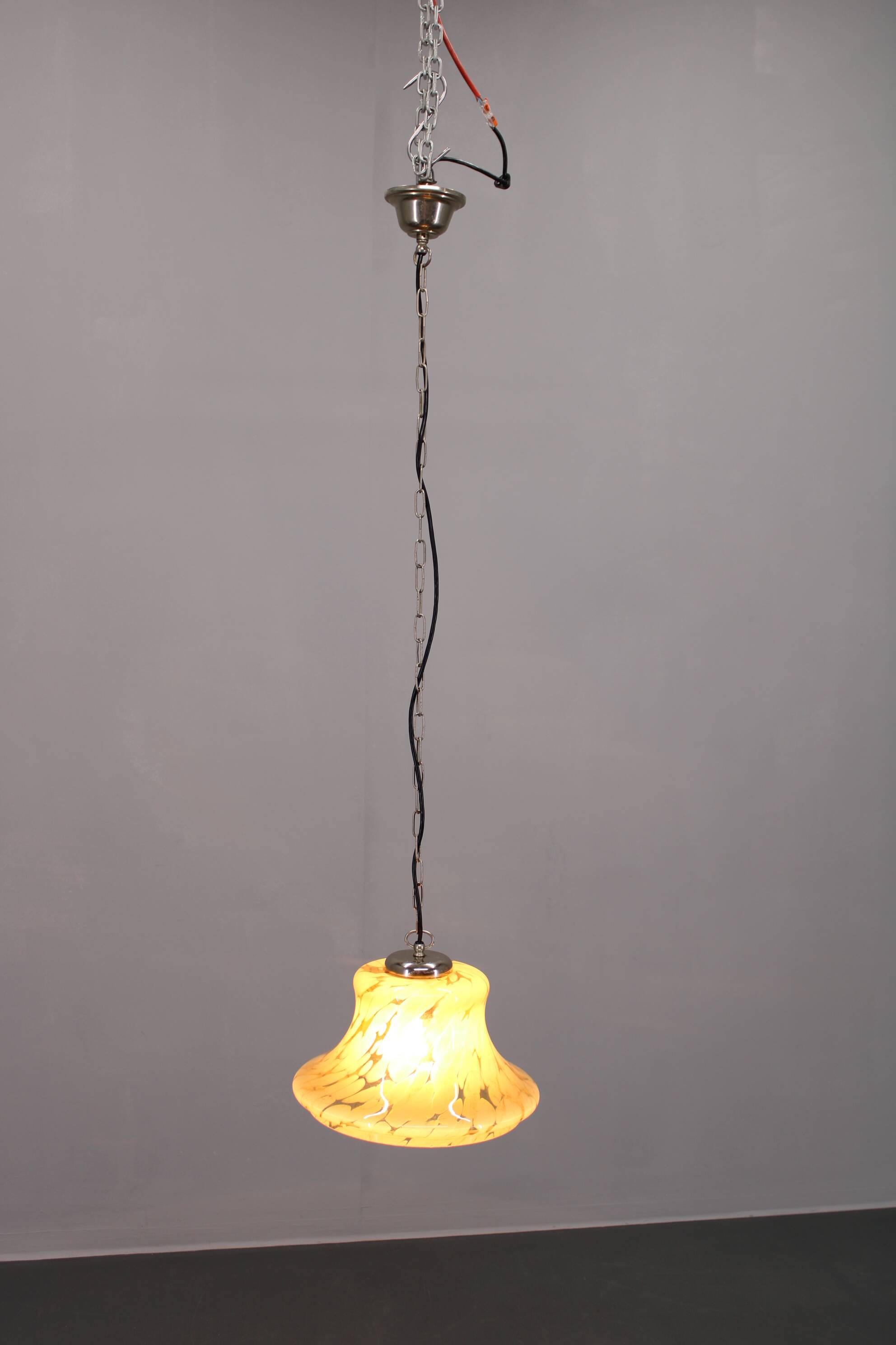 1970's Glass Pendant Light, Czechoslovakia