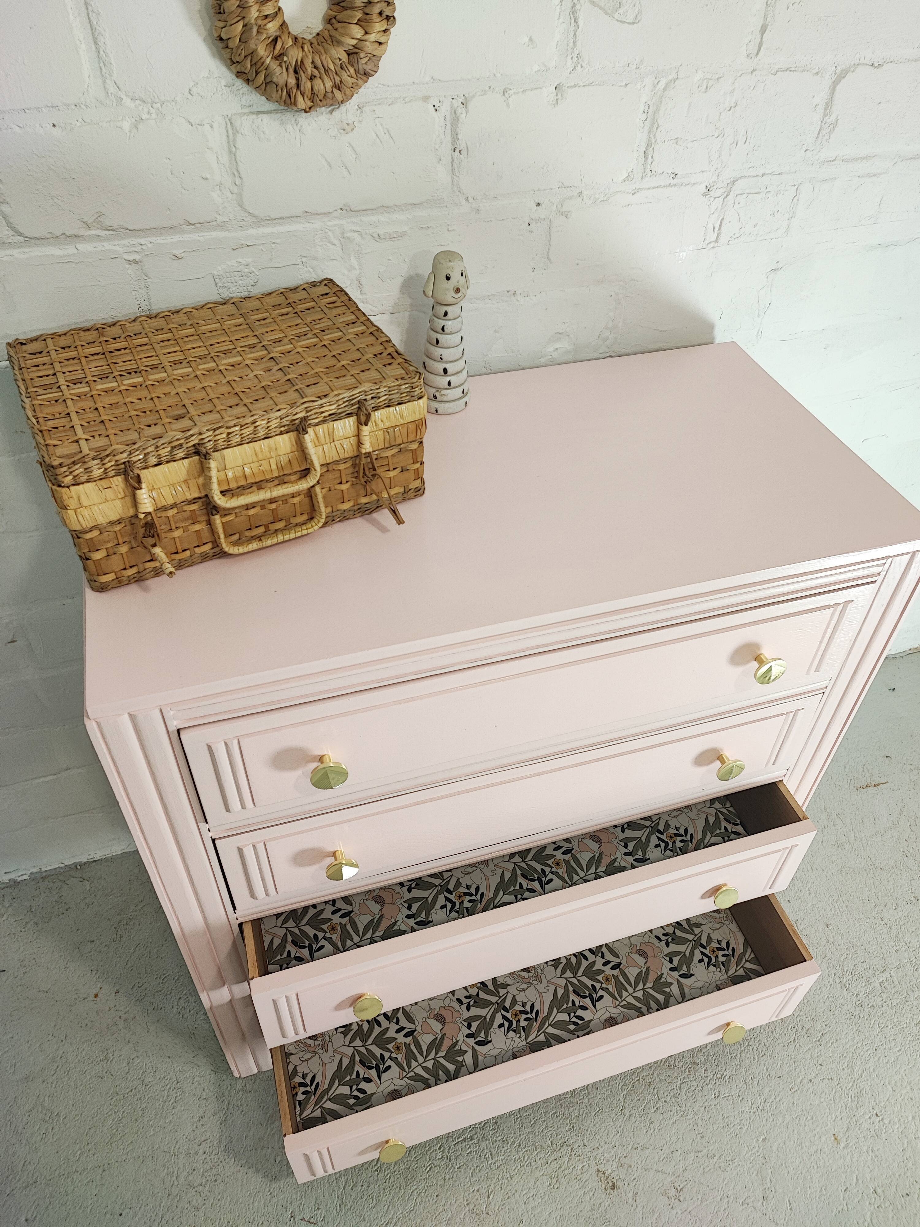 Pink art deco chest of drawers