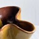 Vintage enameled ceramic pitcher - Retro mustard yellow jar.