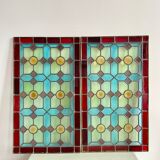 Pair of 1900 polychrome stained glass windows