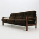 '70s teak sofa with brown velvet covers
