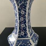 Vintage porcelain vase with white and blue decor