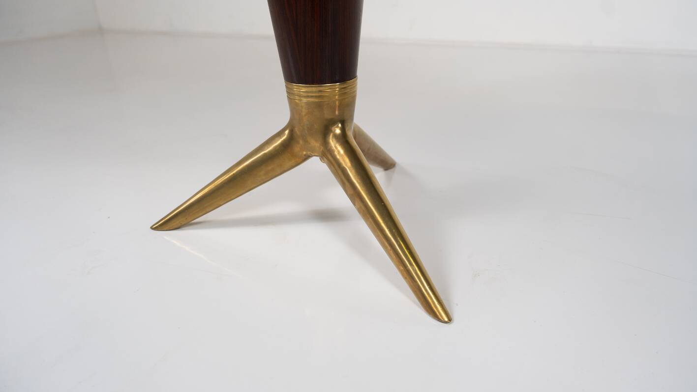 Mid-Century Modern Maple and Brass Round Pedestal Table by ISA Bergamo, 1950s