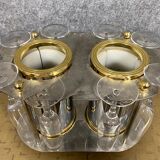 Champagne design refresher set with double vat in silver metal and brass