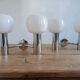 Pair of vintage wall lights in chromed metal and opaline 1970