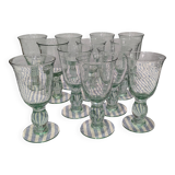 Set of 12 70s stemmed glasses