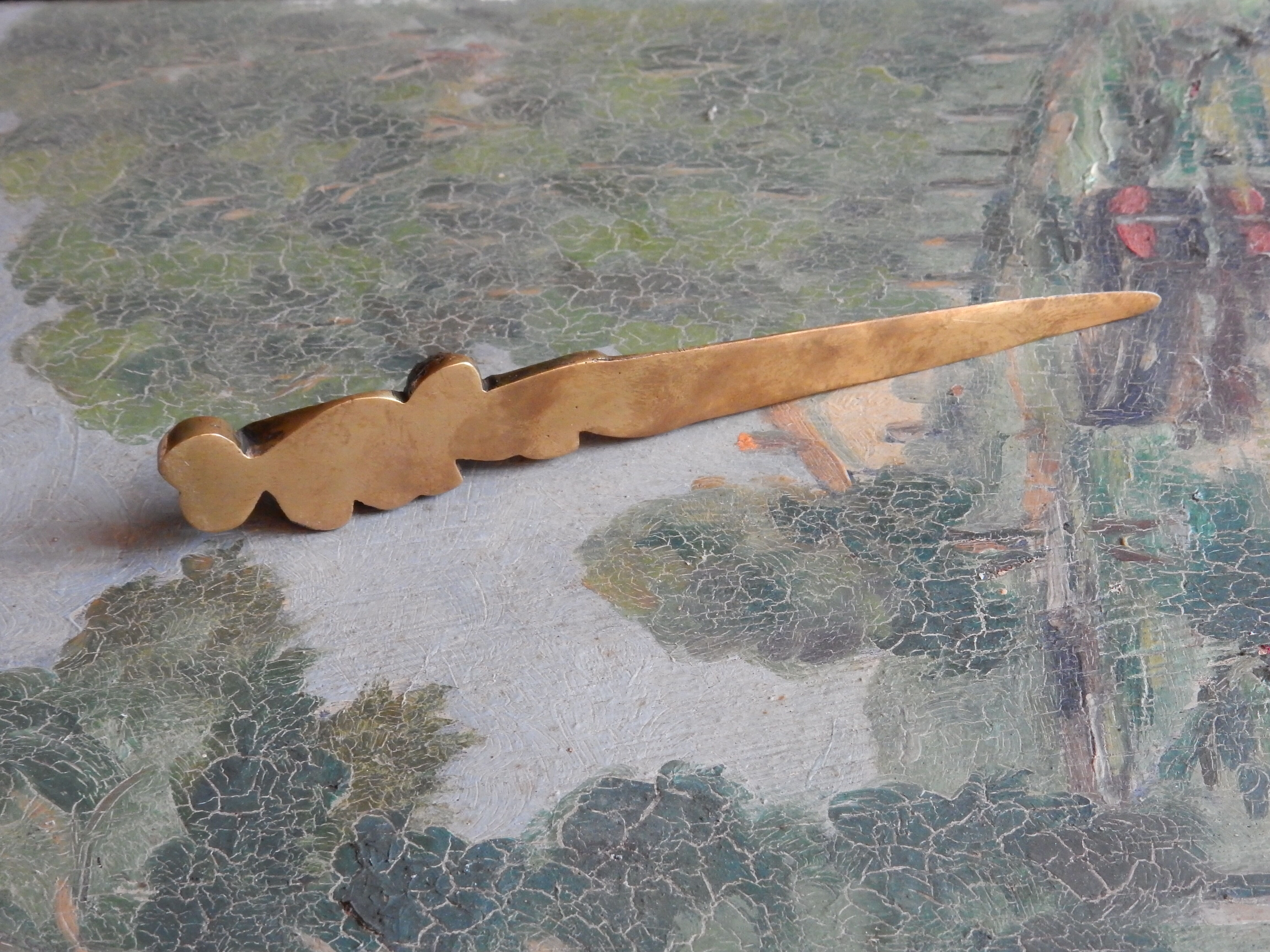 Art Nouveau brass paper cutter