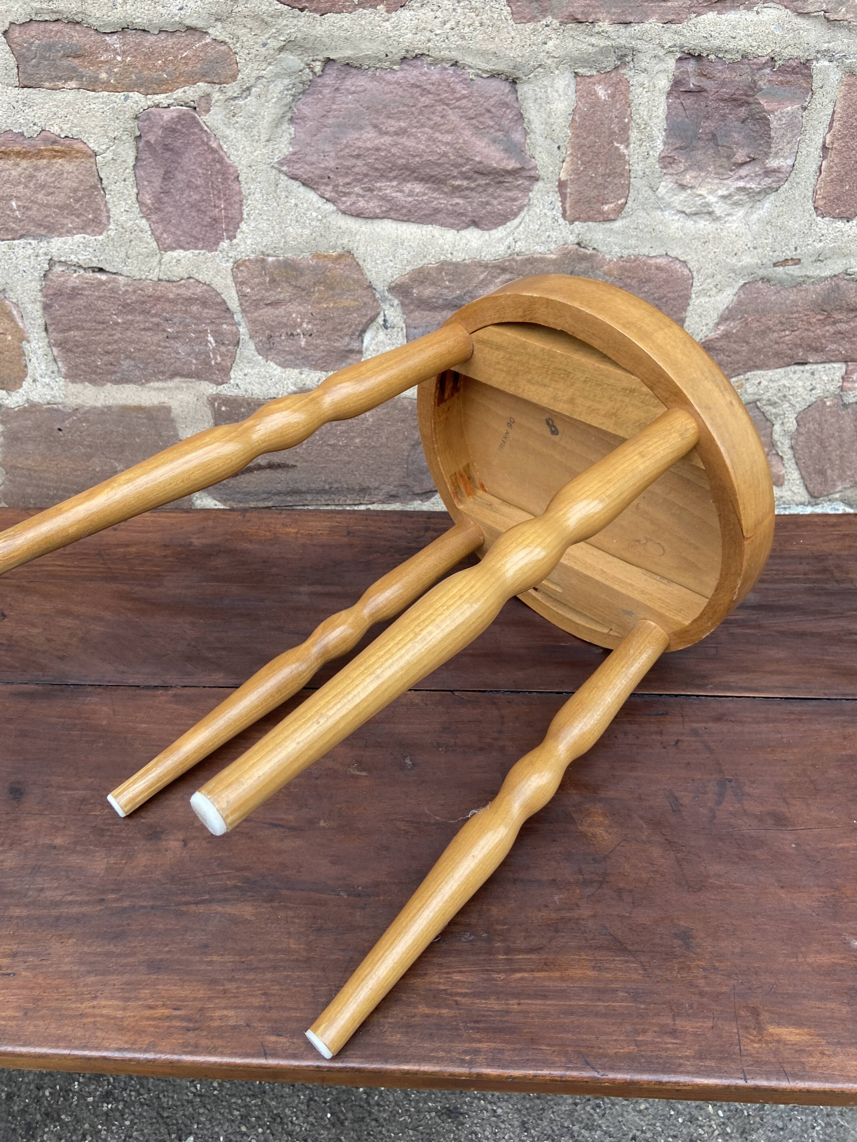 vintage Baumann Scandinavian stool, French stool chic 1980