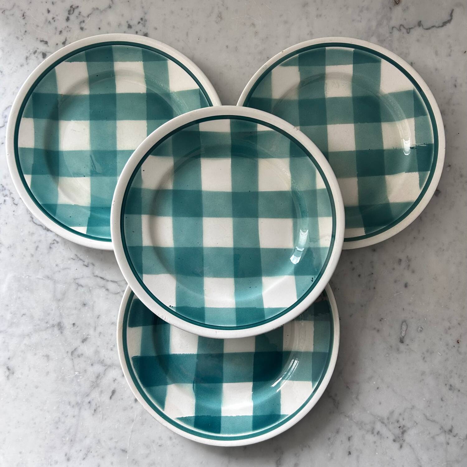 Service de 4 assiettes à carreaux