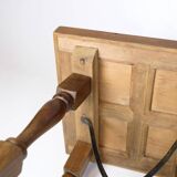 Side Table Made In Dark Wood With Turned Legs & Metal Struts From 1930s