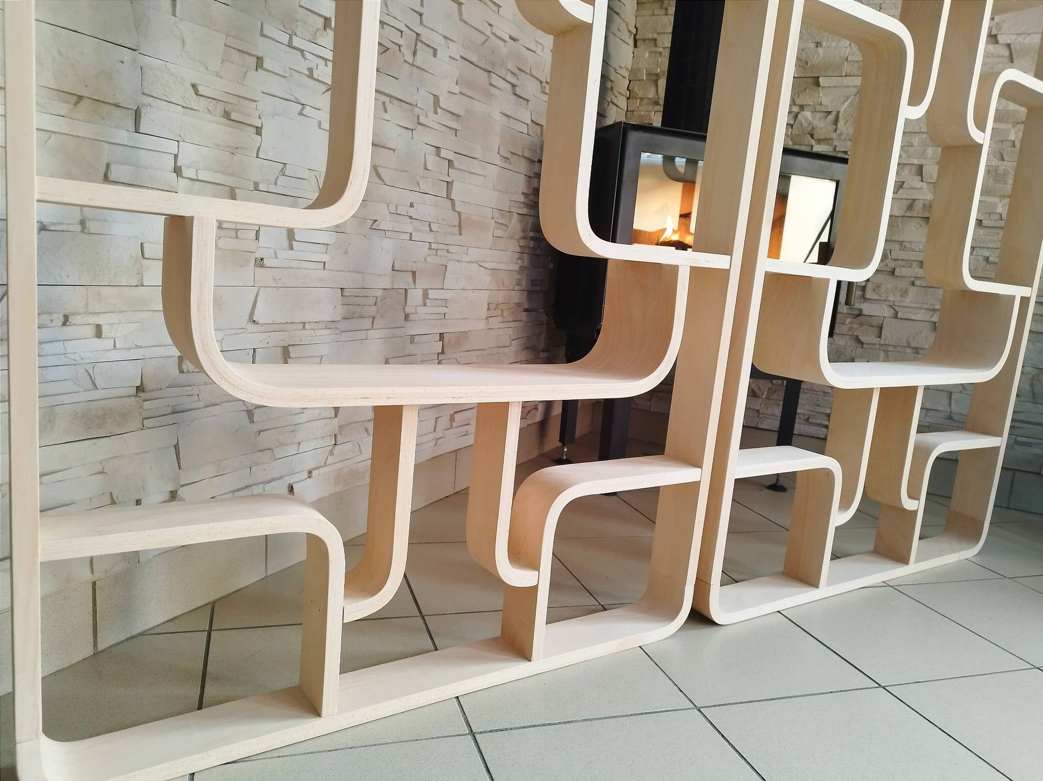 Mid-Century Czech Wall or Room Divider by Ludvik Volak for Drevopodnik Holesov, 1960s, Set of 2