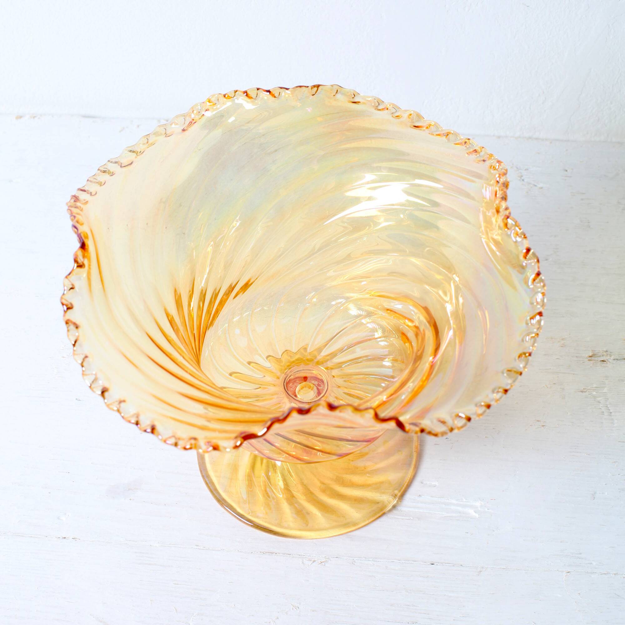 Porte-caddie en verre irisé Plissé / Vetreria Vetrart / Italie / Années 1990