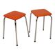 Set of 2 Stools Orange Faux Leather Chrome Base Sixties