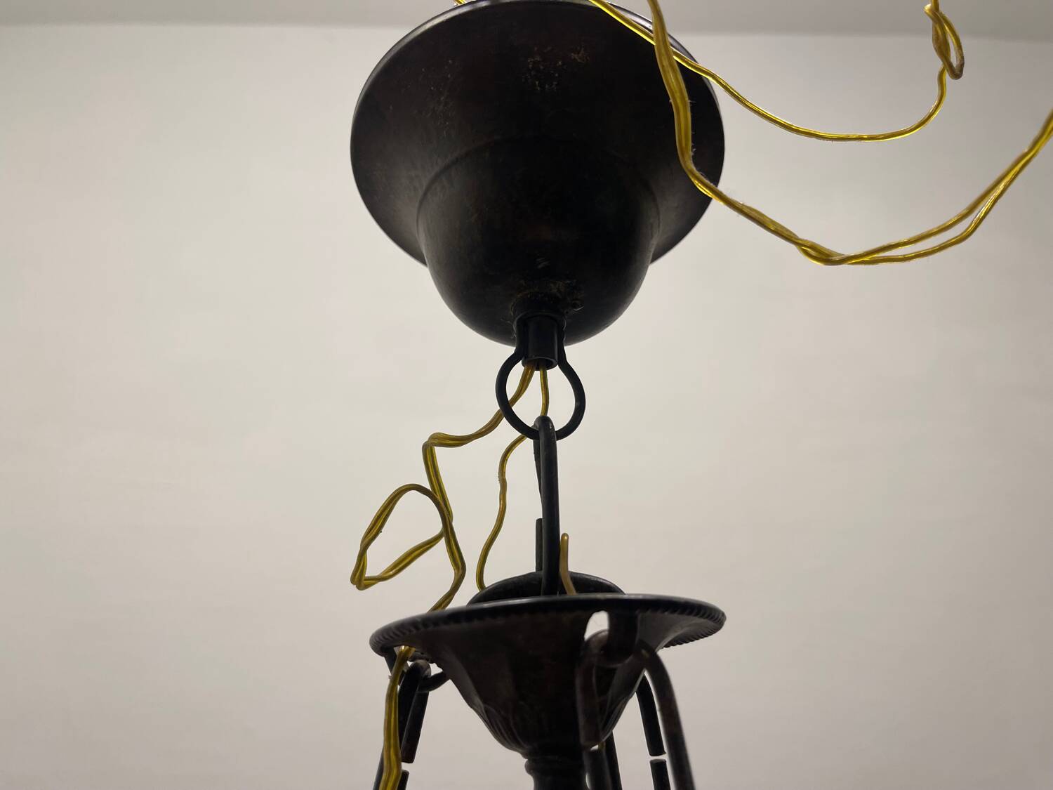 Pink Liberty Style Wrought Iron Chandelier 1960’s