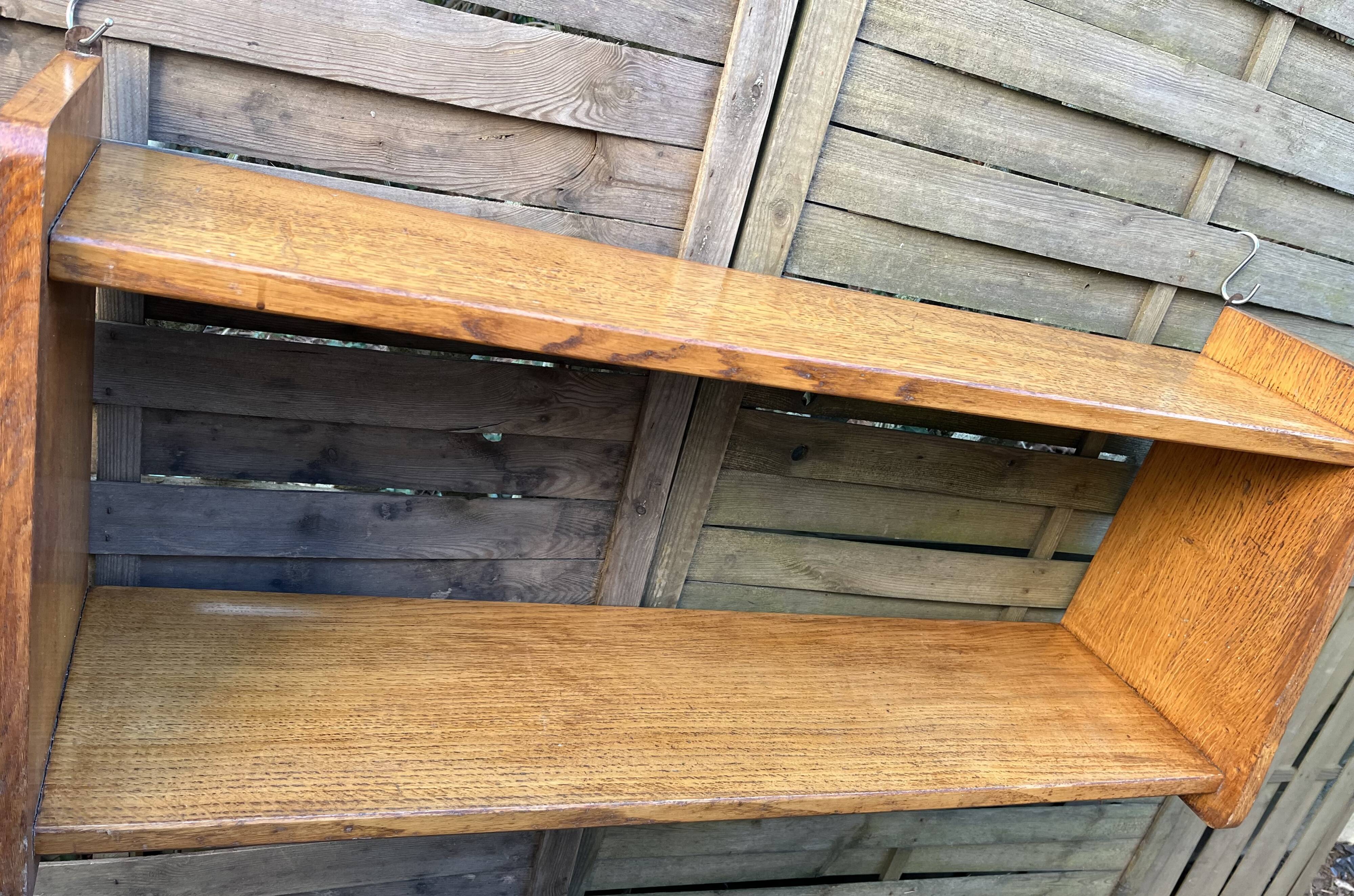 1960s solid oak wall shelf