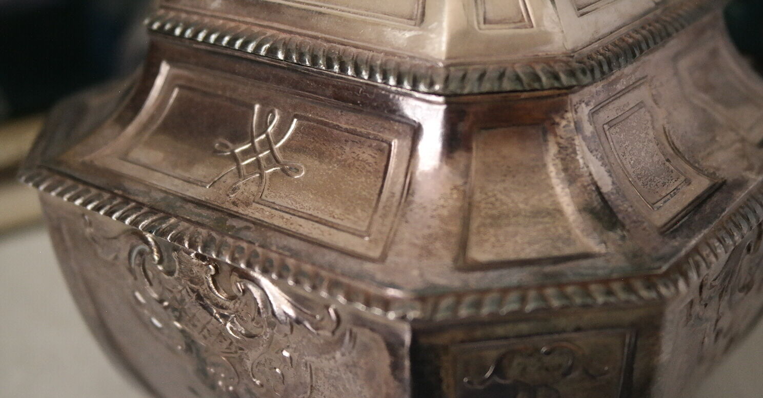 Silver metal candy sugar bowl lutetia france old