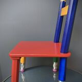 Postmodern round table, chair and bookcase by Pierre Sala 1980